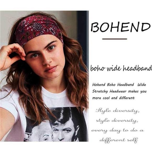 Boho Headband Wide Yoga Stretchy Bandeau Large Headwrap Sport Beach Hair